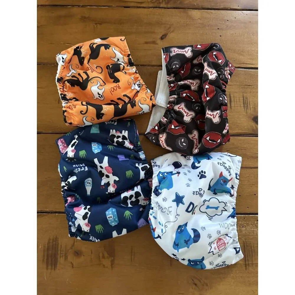 Washable Male Dog Belly Bands Reusable Doggie Diapers, Absorbent 4 pack size S